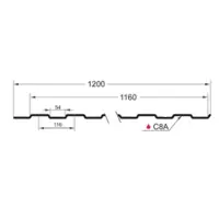 Профнастил С-8(Тип), 0.45 мм, Драп ТХ, RAL ** 1.2 * м2