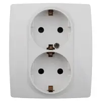 Розетка двухместная СП с заземлением со шторками 16А 2X2P+E Schuko, белый (16АХ-250В), арт.12-2104-01 Эра12*