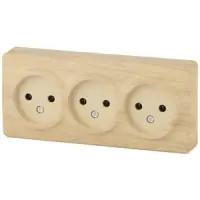Розетка 3-местная ОП Эра Эксперт 3P+E Schuko, сосна (16АХ-250В), арт.11-2207-11