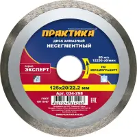 Диск алмазный несегментный 125х20/22 мм, ПРАКТИКА "Эксперт-керамогранит"