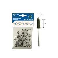Заклепки алюминиевые 3,2х8 мм, зеленые RAL 6005 (50 шт.) пакет, КОБАЛЬТ