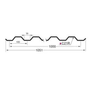 Профнастил С-21(Тип), 0.5 мм PE, RAL ** Stynergy, 1.051 * м2