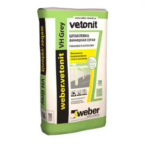 Шпаклевка цементная VETONIT VH влагостойкая серая 20 кг
