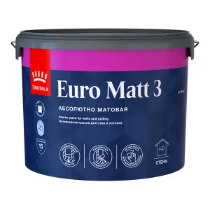 Краска ВД интерьерная глубокоматовая Tikkivala (Tikkurila) EURO MATT 3 База A 9л