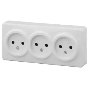 Розетка 3-местная ОП Эра Эксперт 3P+E Schuko, белая (16АХ-250В), арт.11-2207-01