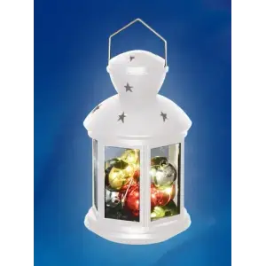 Фонарь со светодиодной гирляндой внутри, на батарейке 12 LED, 12*20 см, ULD-L1220-012/TTB/WW WHITE