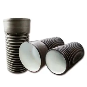Труба канализационная гофрированная двухстенная FD-Plast D 575/500 с раструбом L-6м, черная SN6