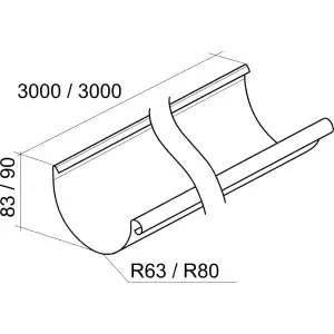 GL Желоб полукруглый, 125мм, 3м RAL 6005